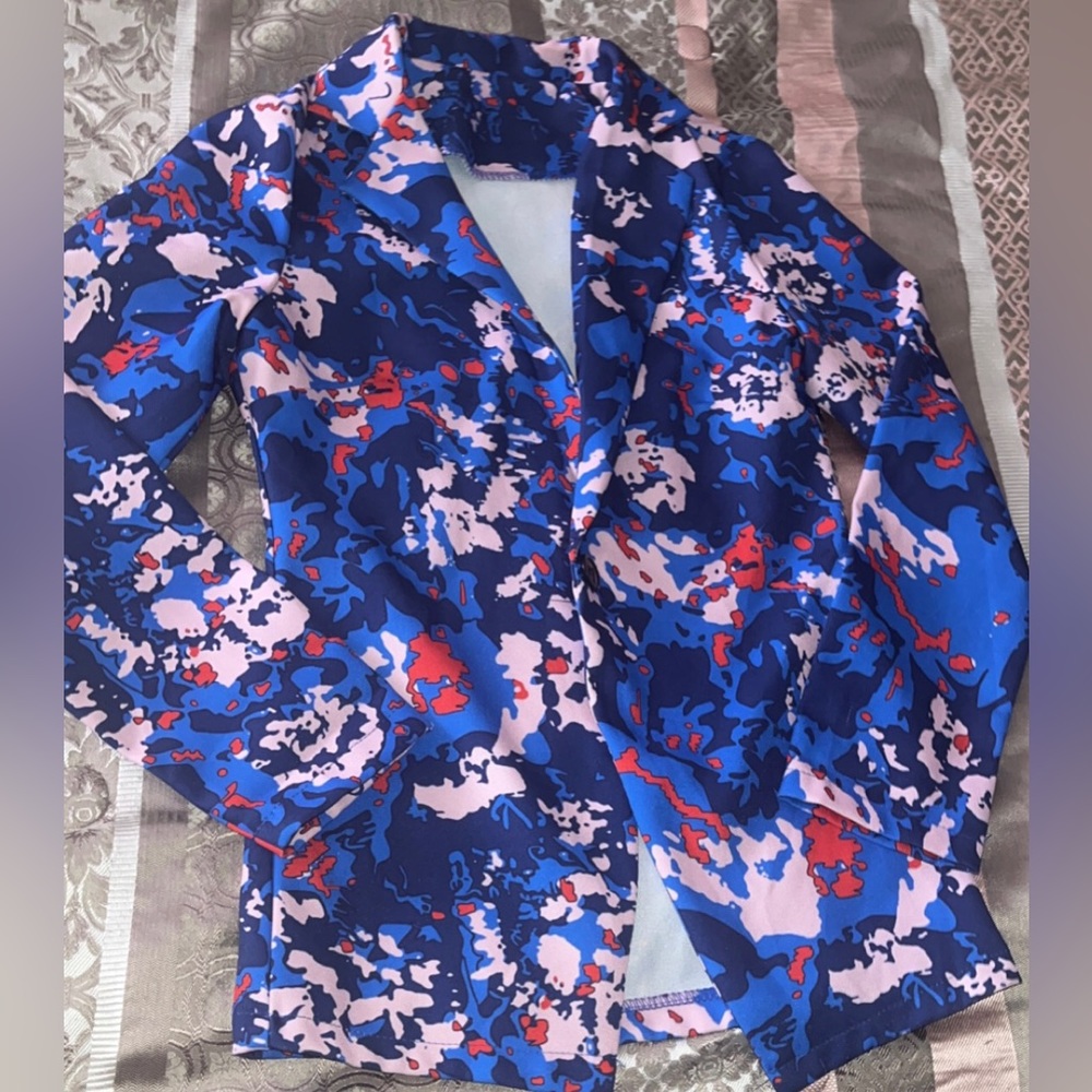 Women Floral Two Piece Blazer Set